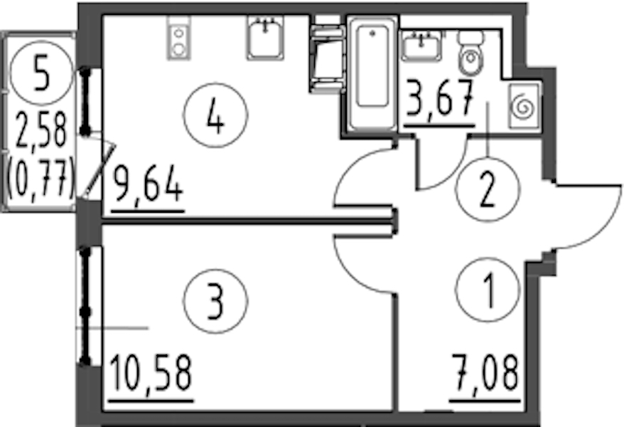 1-комнатная квартира 31.74 м², 10/13 эт., ЖК «Квартал Торики»